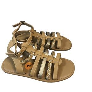 Sugar Girls Brown Bronze Open Toe Flat Gladiator Sandals Kids Youth Size 3